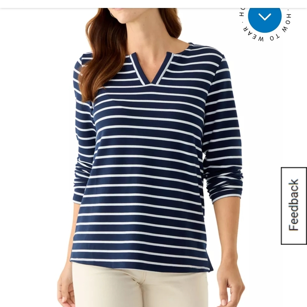 Kim Rogers Navy Striped Women's Top
